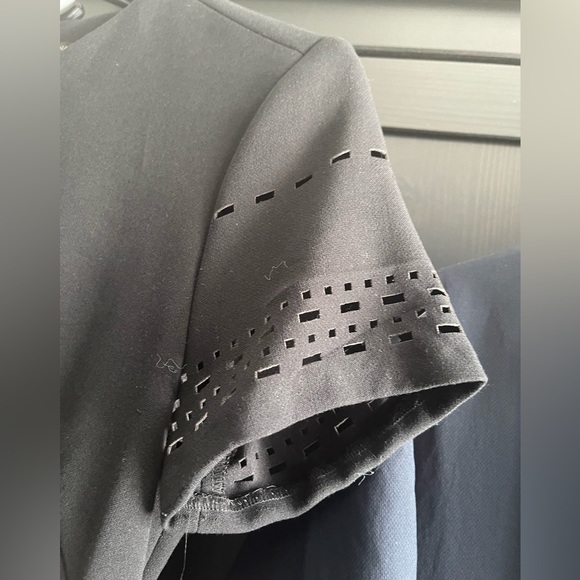 Black Perforated Detailing Short Sleeved Mini Skirt - Picture 4 of 9